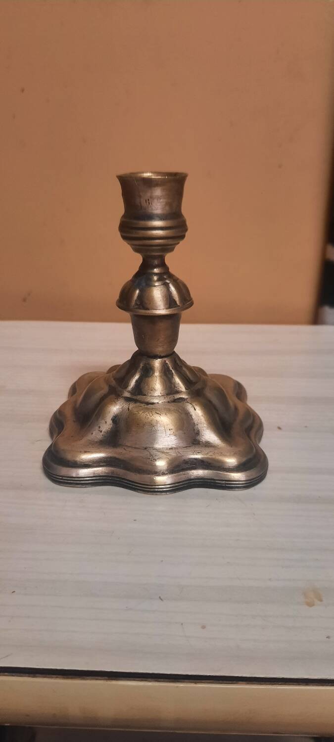 Silver metal candle holder