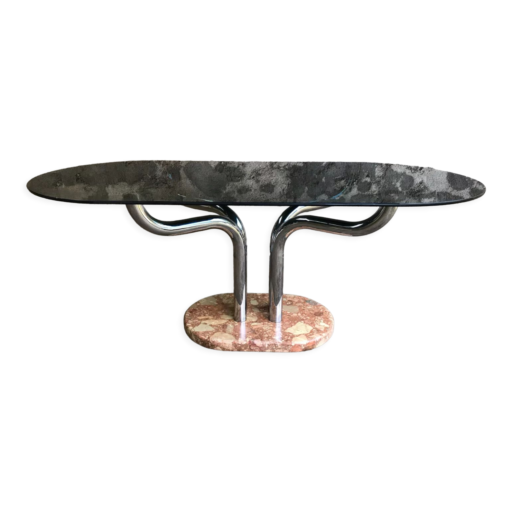 Smoked glass and marble table