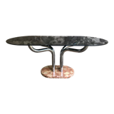 Smoked glass and marble table