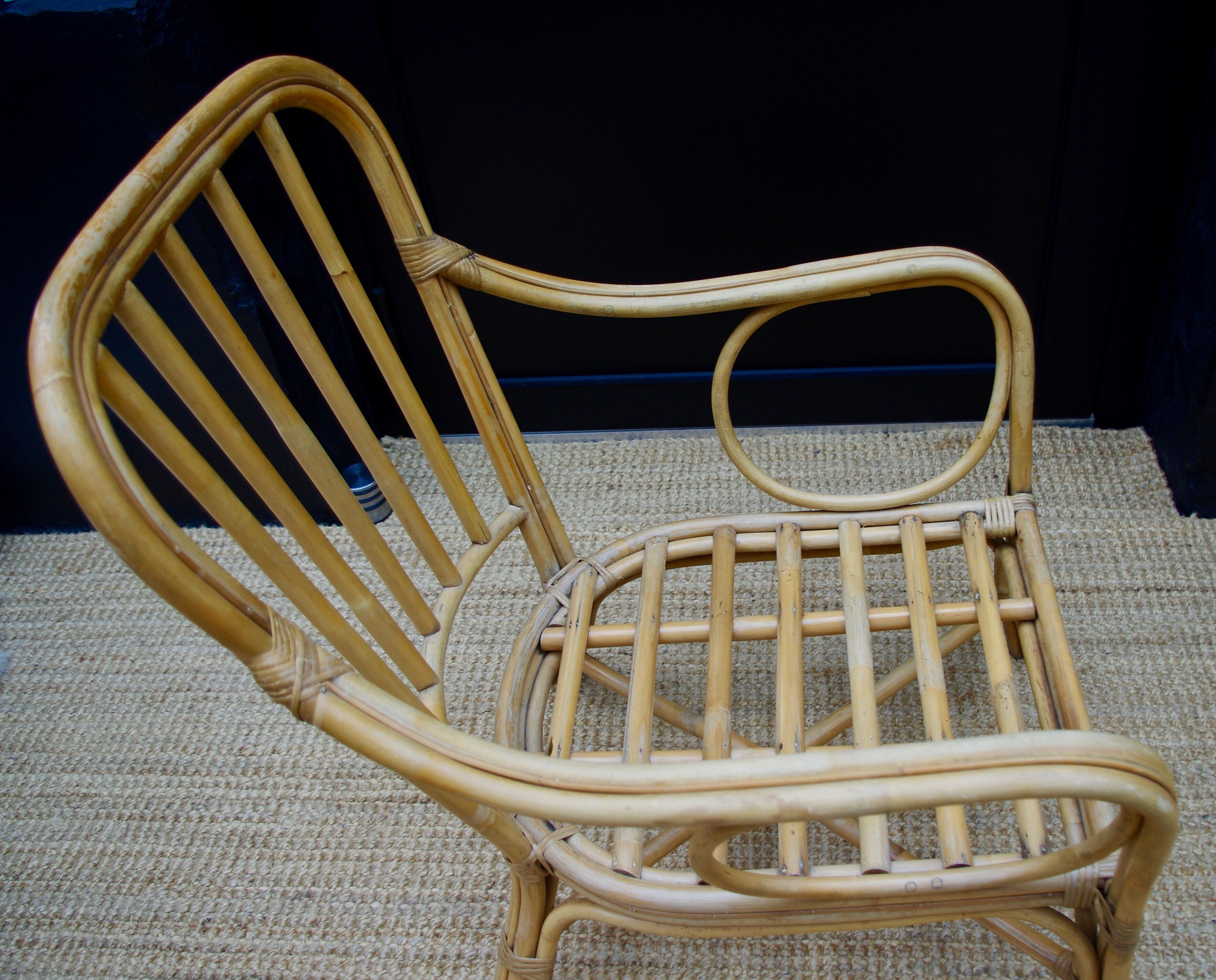Rattan and bamboo chair adult 70s