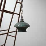 Verdigris Mid-Century Metal Hanging Pendants