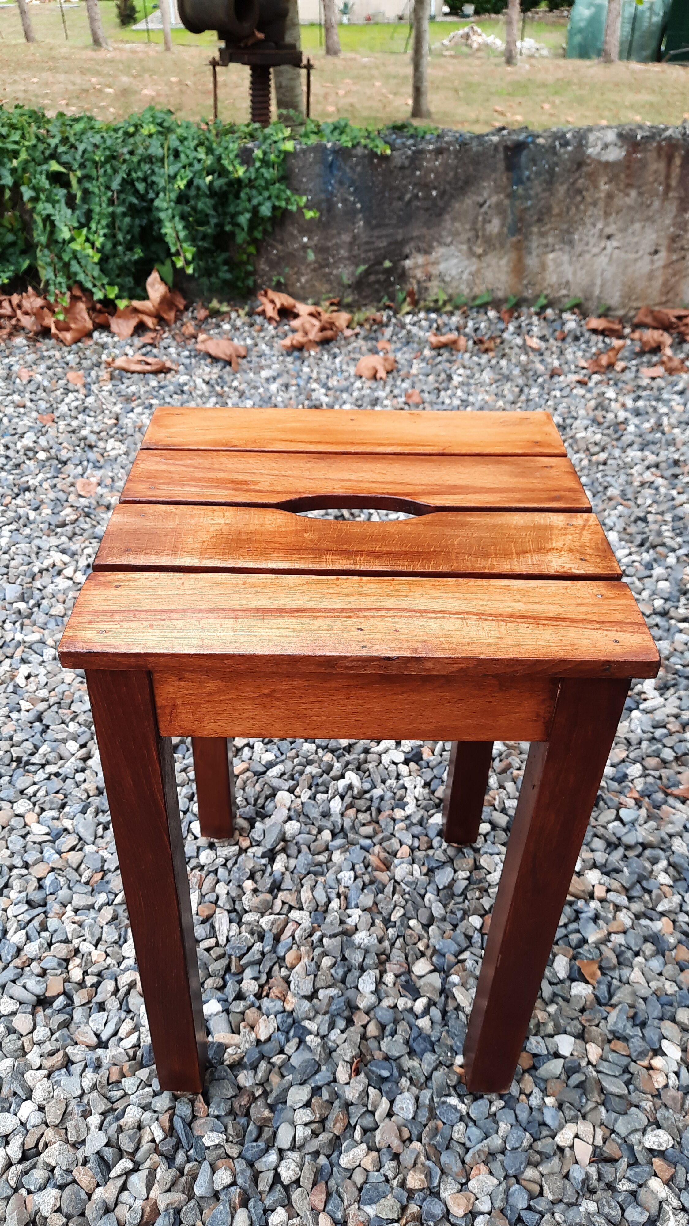3 Wooden stools. (beech) slats and ease handle