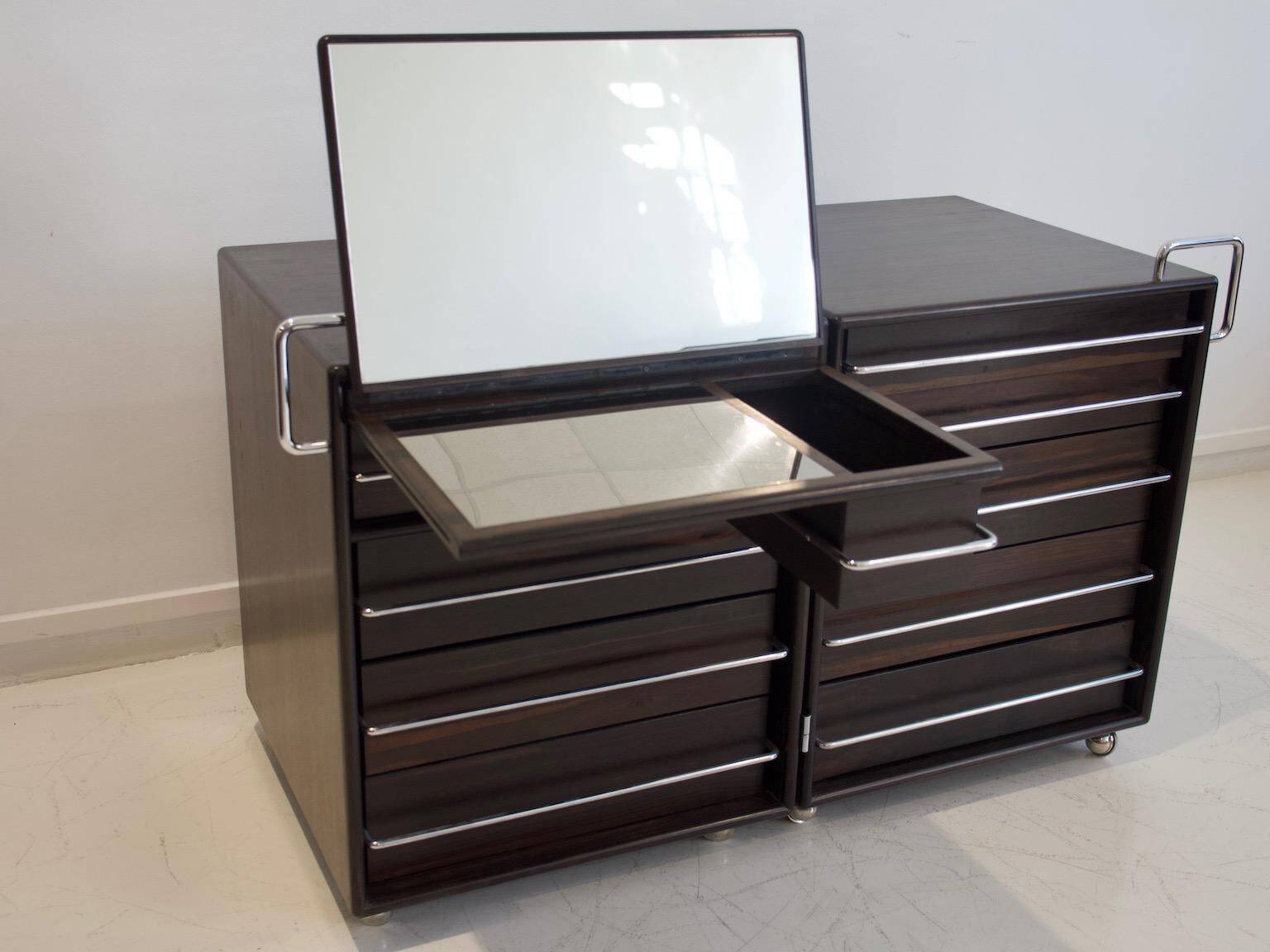 Commode en bois et acier, Fabio Lenci pour Bernini