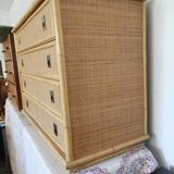 Commode rotin et bambou Dal Vera circa 1960