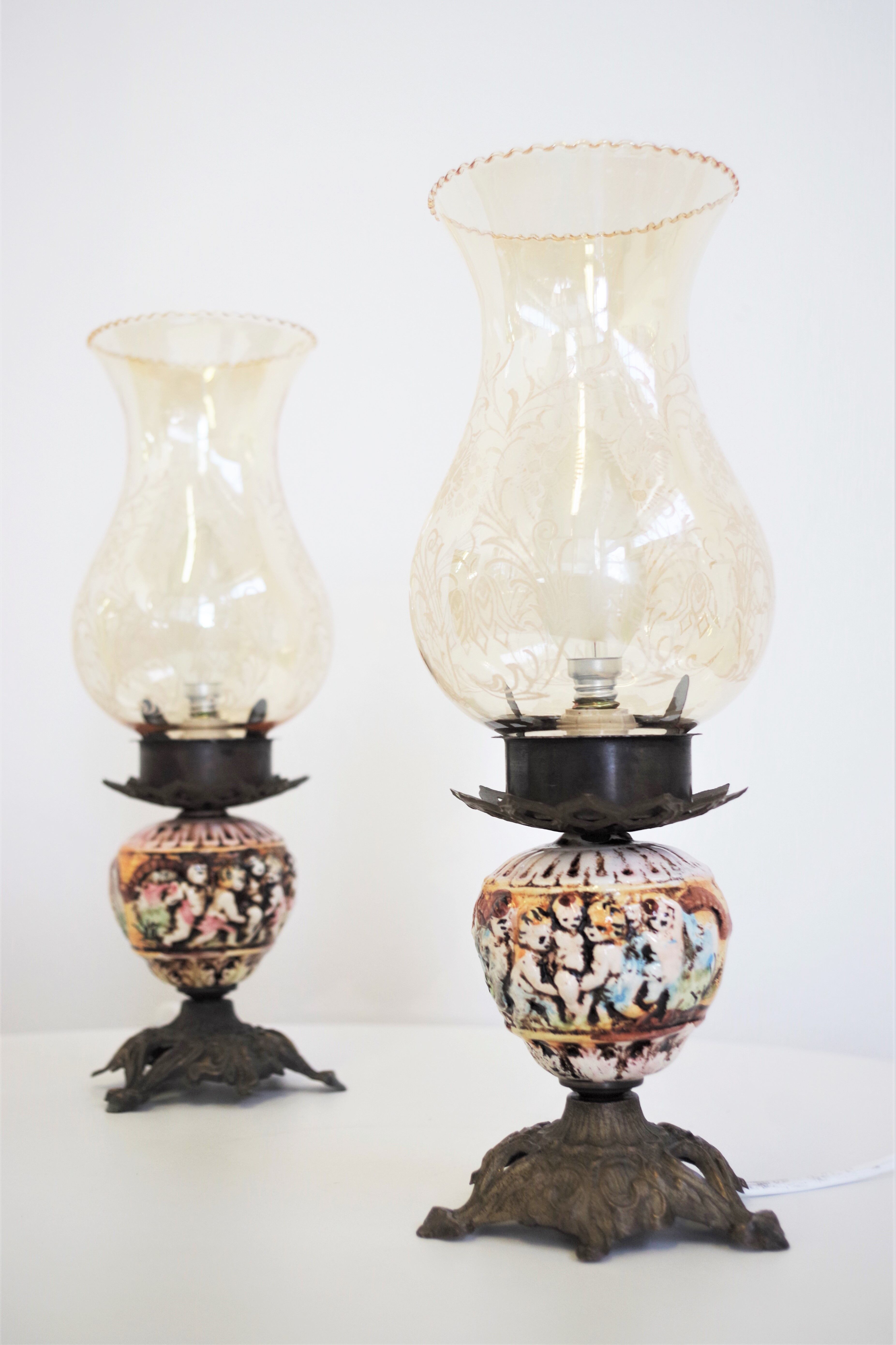 Capodimonte table lamps, 1950s, set of 2