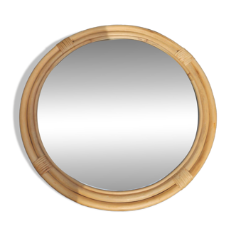 Round bamboo mirror