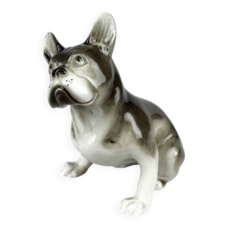1960's Royal Dux Porcelain Statue of French Bulldog