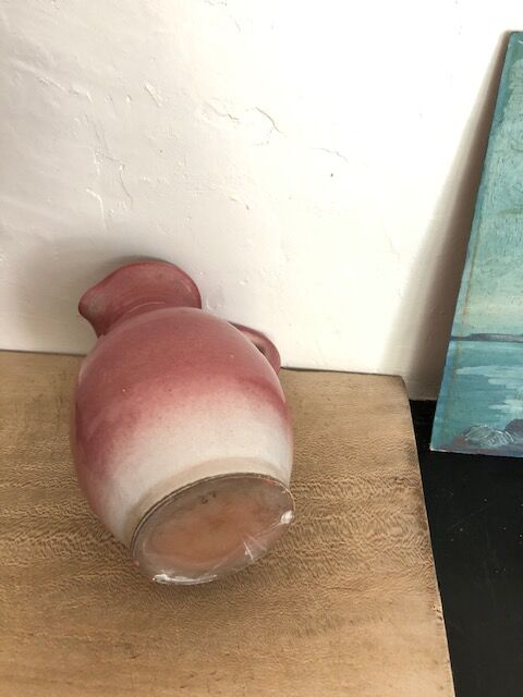 Pink ceramic pitcher
