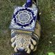 Elephant stool in glazed ceramic in cobalt blue and ivory colors