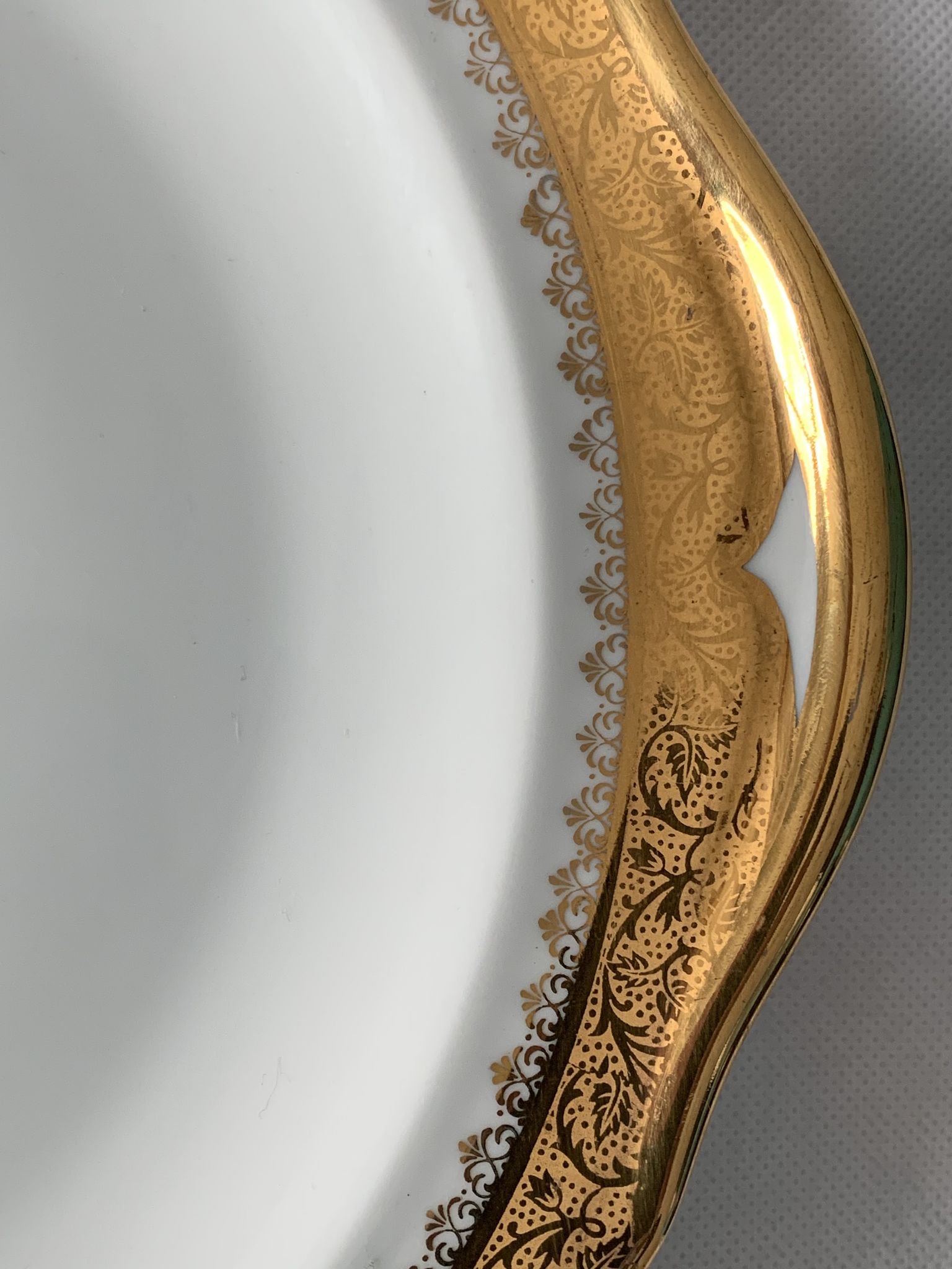 Cake service 6 dessert plates and 2 dishes Georges Boyer porcelain Limoges 1950