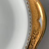 Cake service 6 dessert plates and 2 dishes Georges Boyer porcelain Limoges 1950