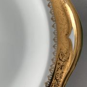 Cake service 6 dessert plates and 2 dishes Georges Boyer porcelain Limoges 1950
