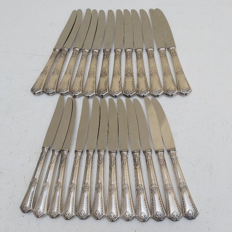 Set of 24 SFAM silver metal knives with stainless steel blades