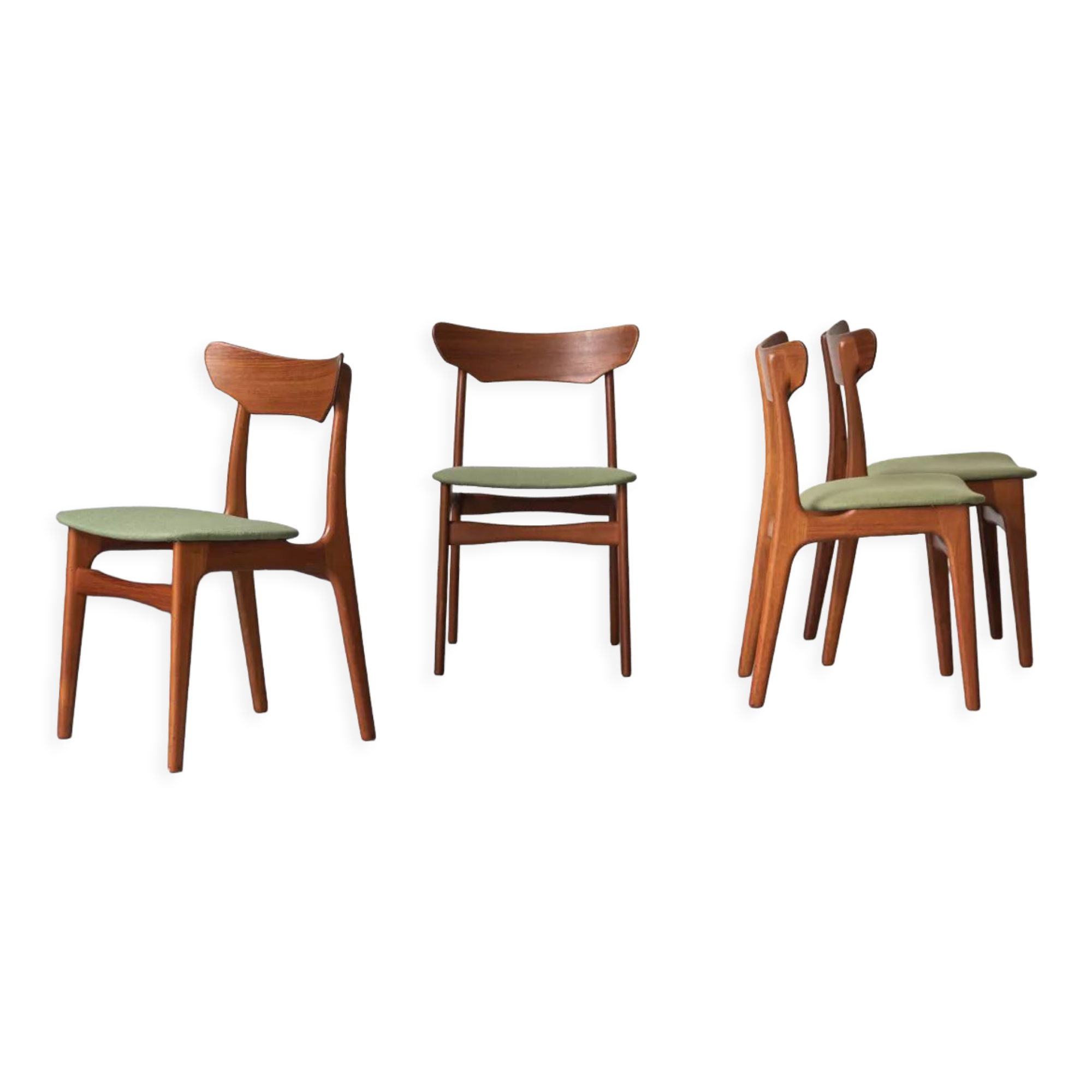 Set of 4 dining chairs by Schiønning & Elgaard with green seat