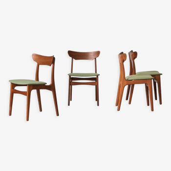 Set of 4 dining chairs by Schiønning & Elgaard with green seat