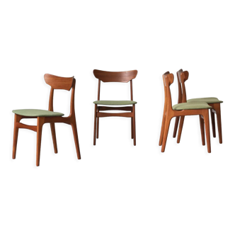 Set of 4 dining chairs by Schiønning & Elgaard with green seat