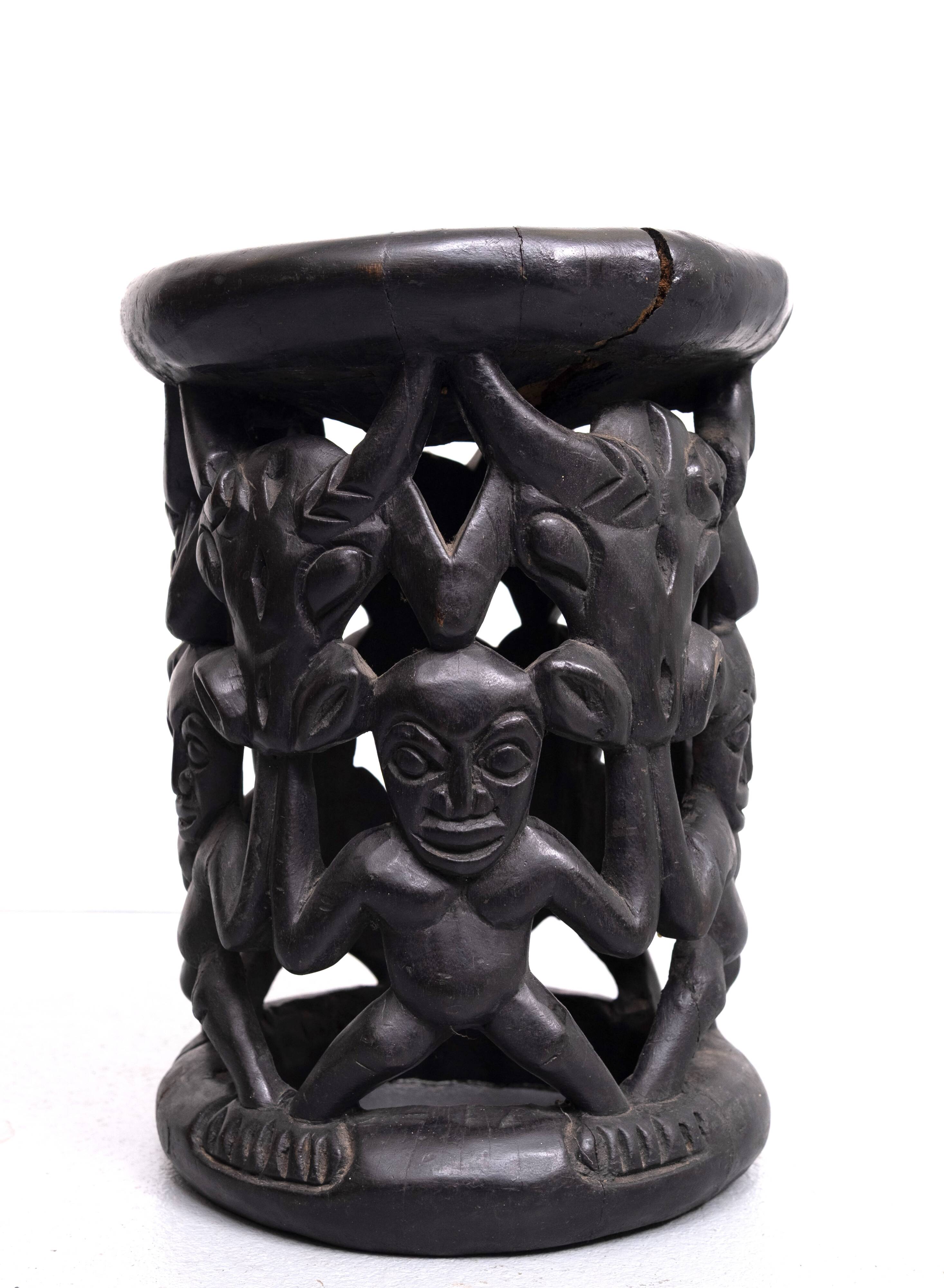 African tribal stool amileke, Cameroon Africa, 1950's