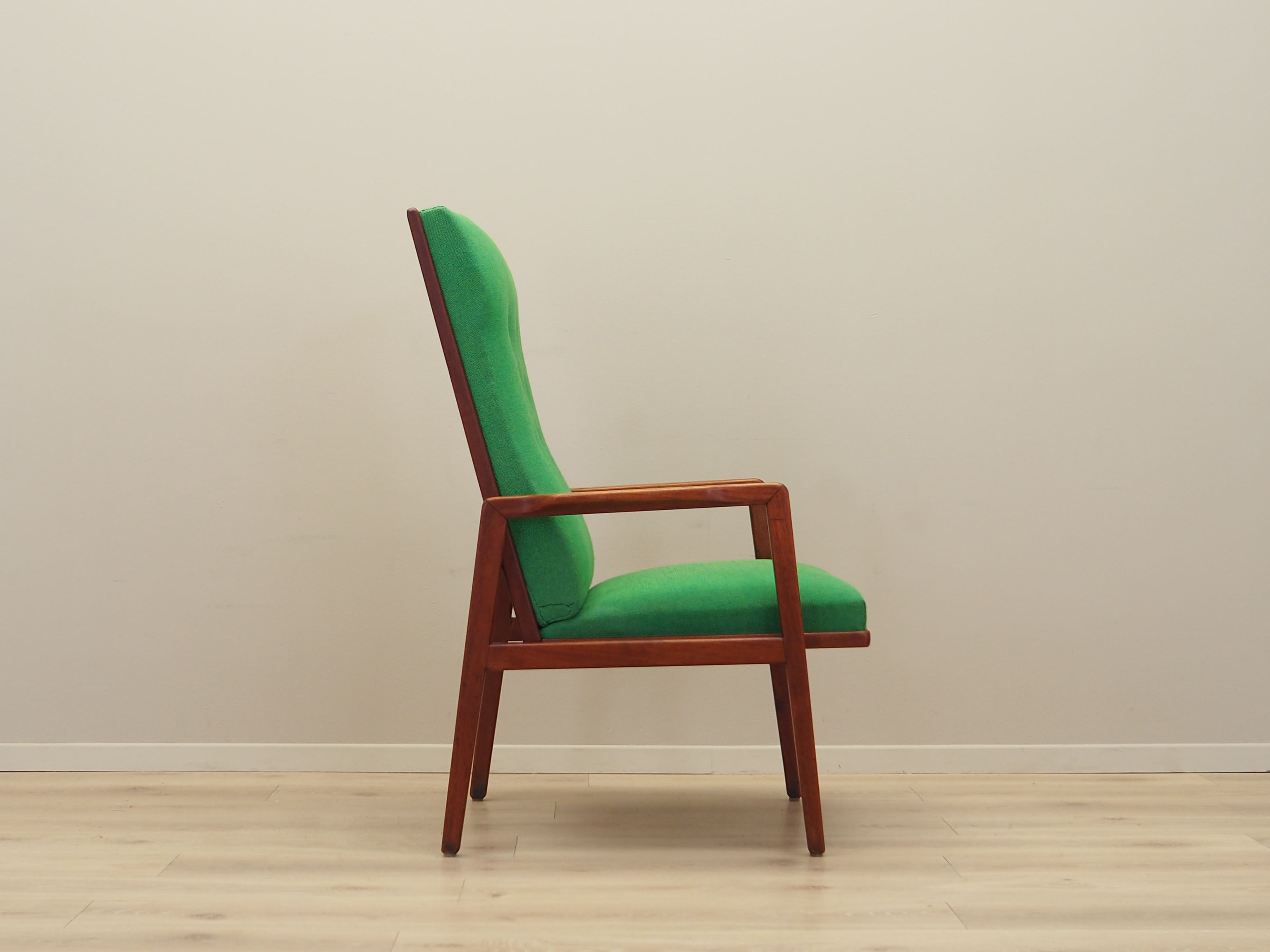 Teak green armchair, Danish design, 1970s, production: Denmark