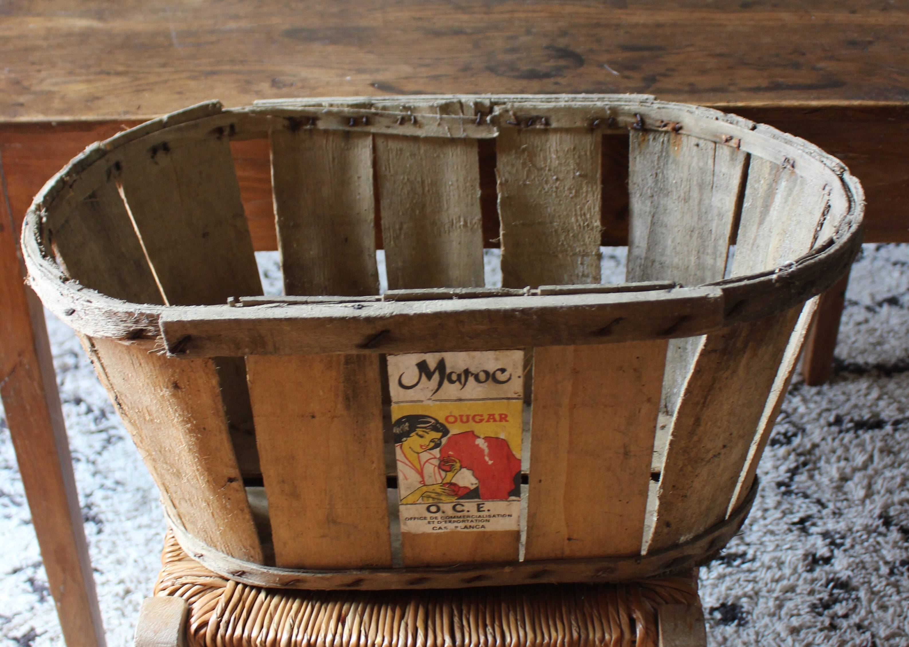 Storage box wooden slats crate Morocco Ougar 20 L