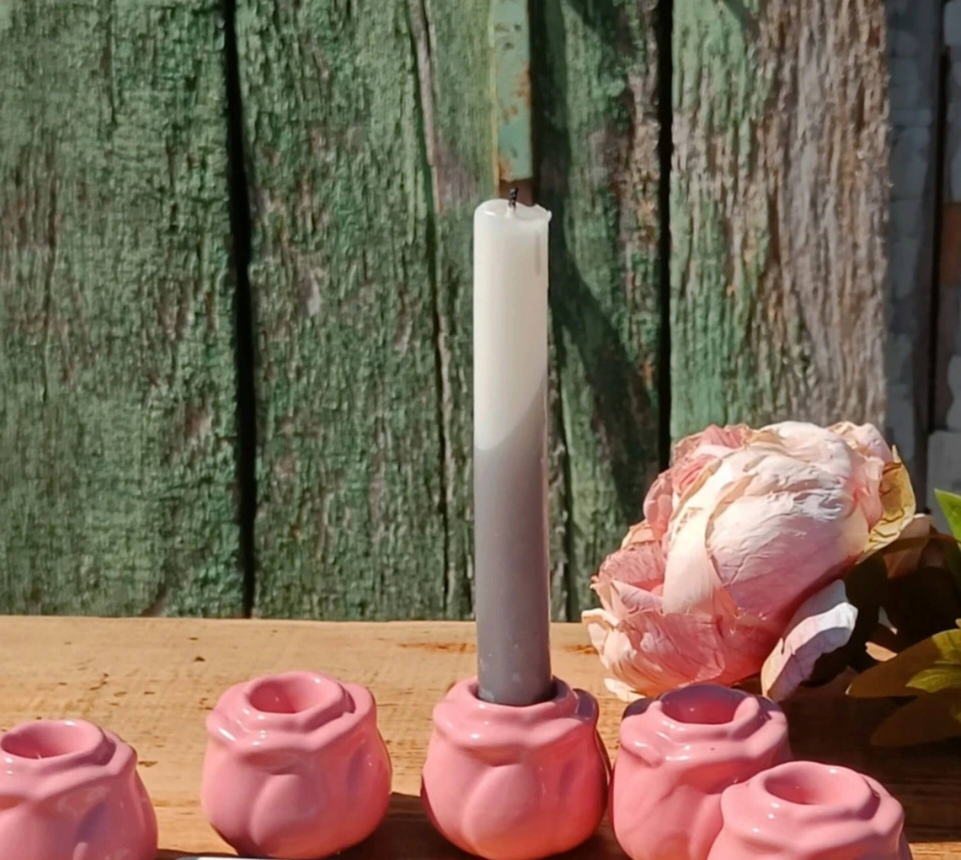 Rose button candle holders set of 6