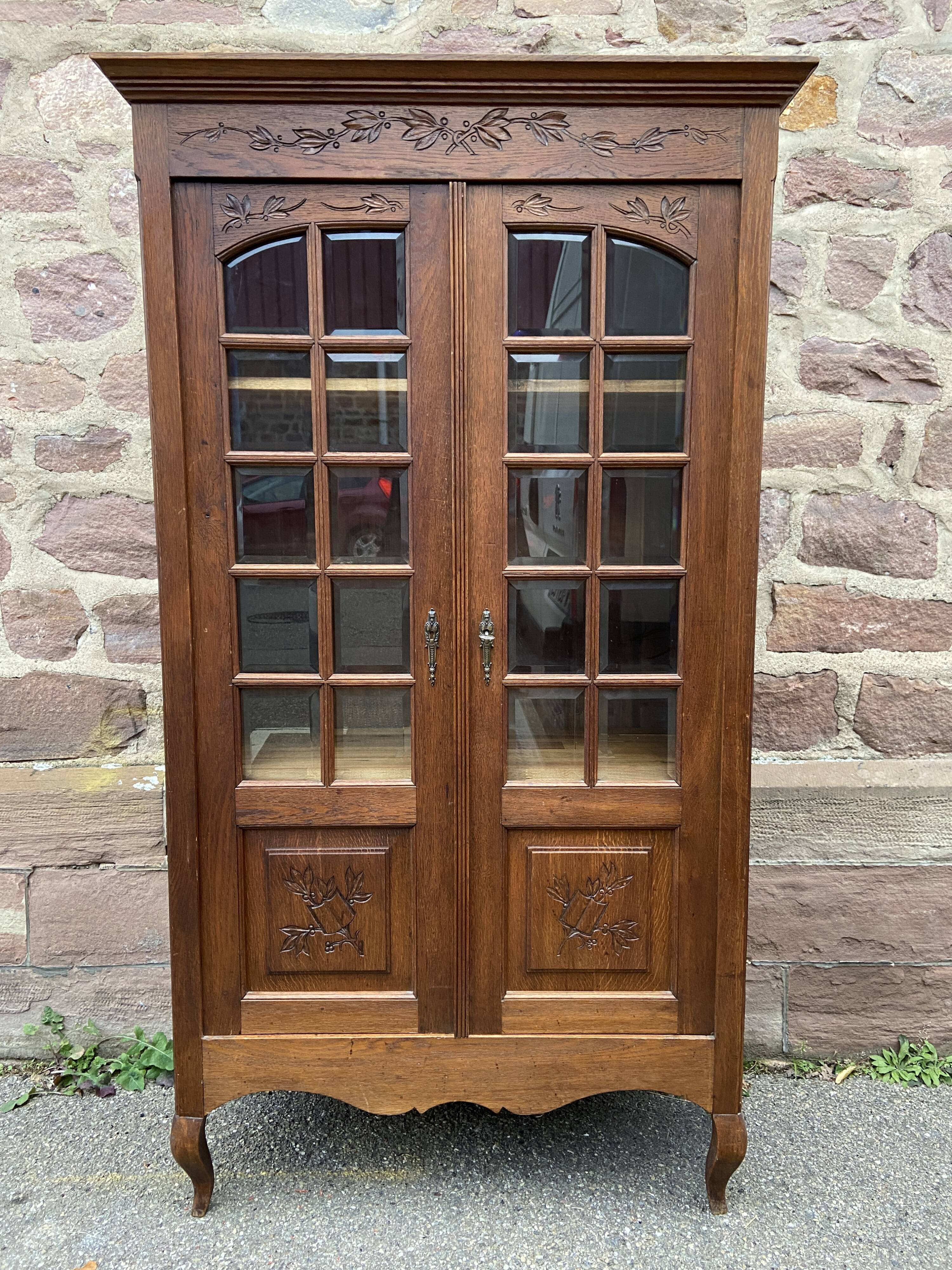 Display Cabinet Silver Cabinet Bookcase Provence Rocaille Louis XV Carved Oak 1920