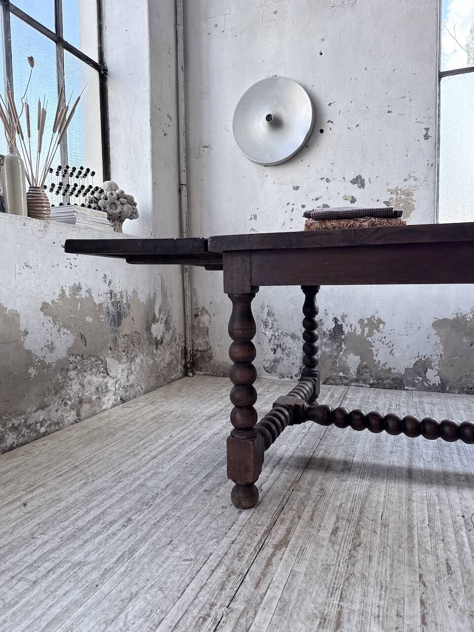 Solid oak table 1900 drapery style XL 280cm with extensions