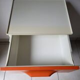 Meuble chiffonnier 4 tiroirs Flair  orange Français 1970 Vintage