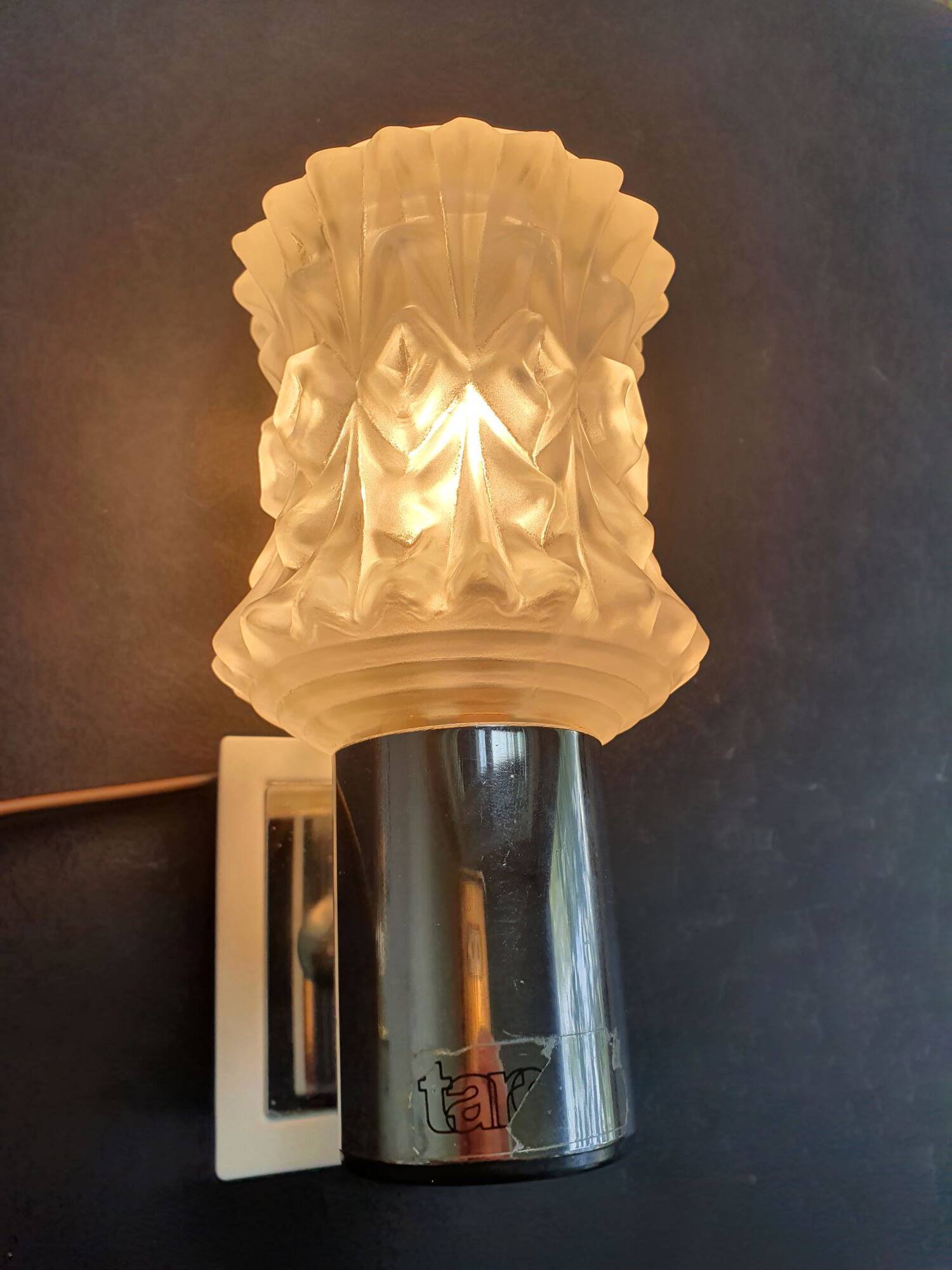 Pair of vintage Italian chrome wall lights by Targetti 1970