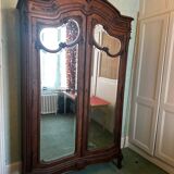 Carved walnut wardrobe – late 19th century Louis XV style
