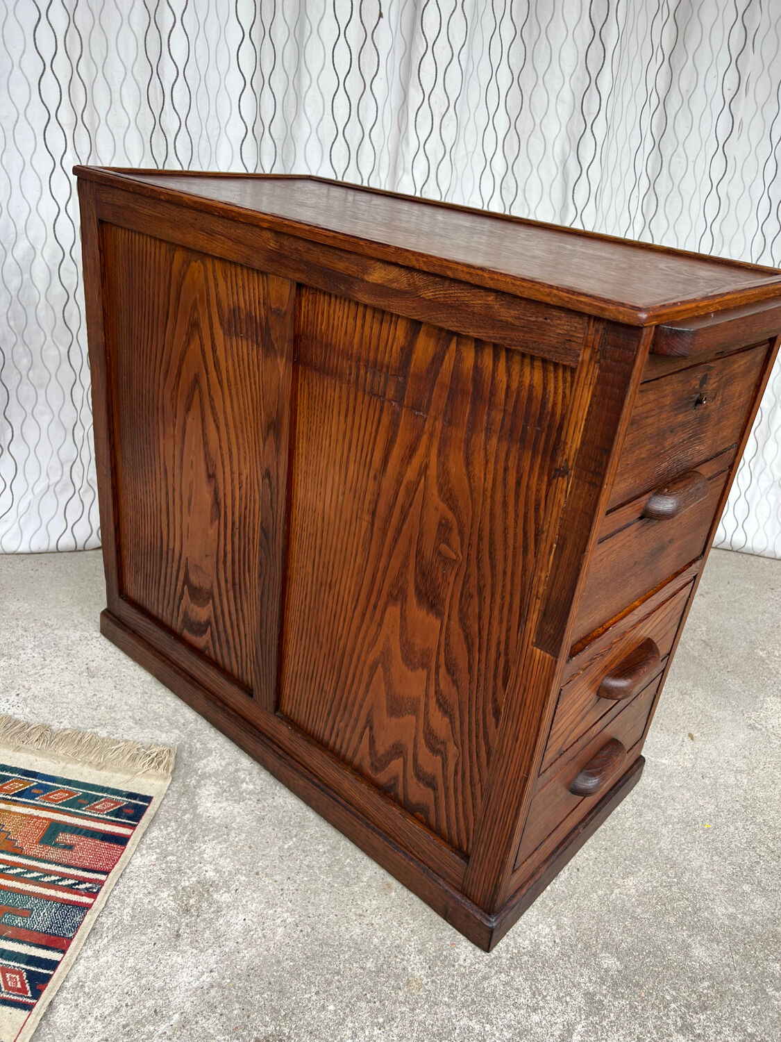 Ancien caisson de bureau en chêne, double face