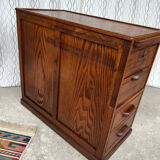 Ancien caisson de bureau en chêne, double face