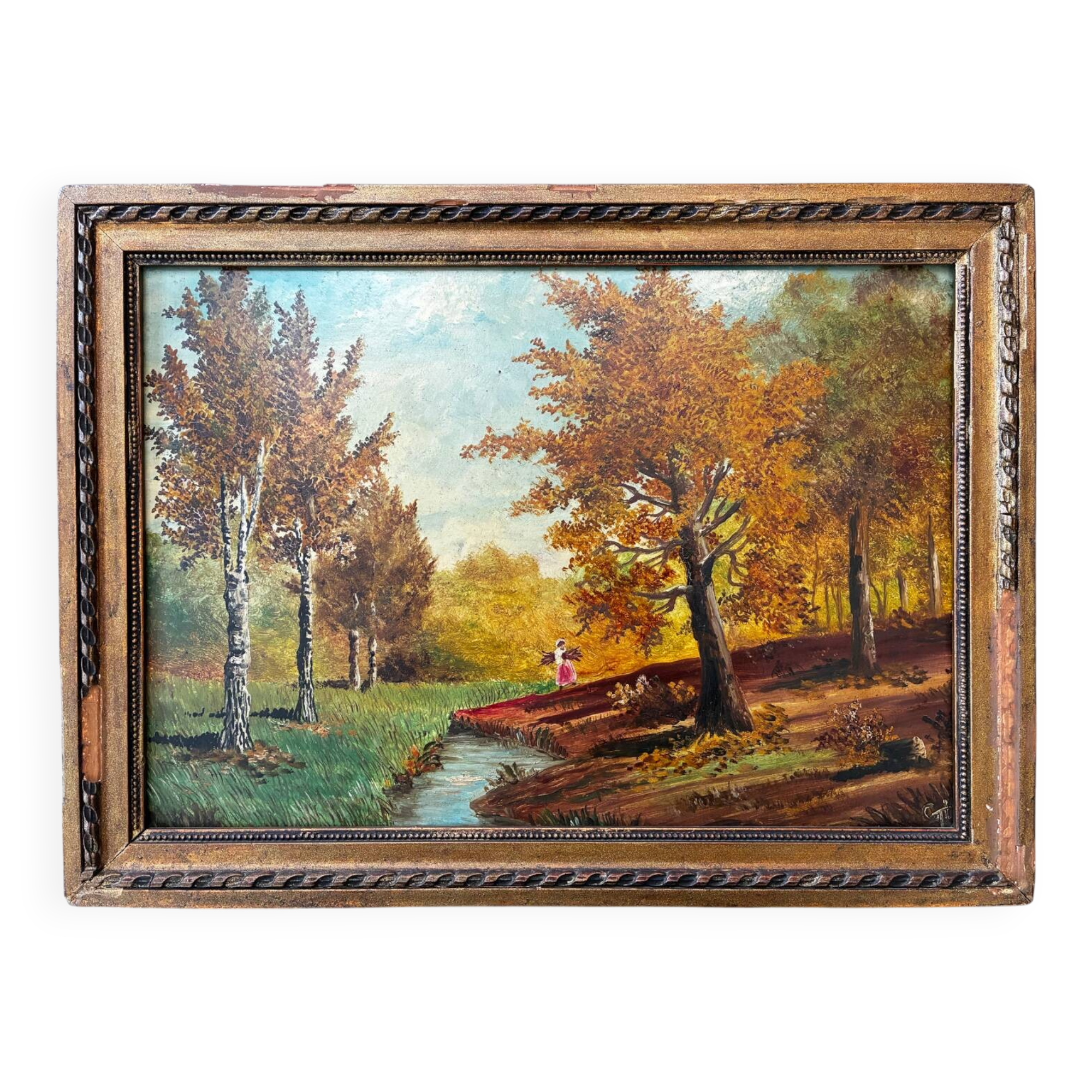 Animated landscape of undergrowth 20th century signed