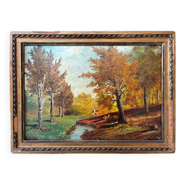 Animated landscape of undergrowth 20th century signed