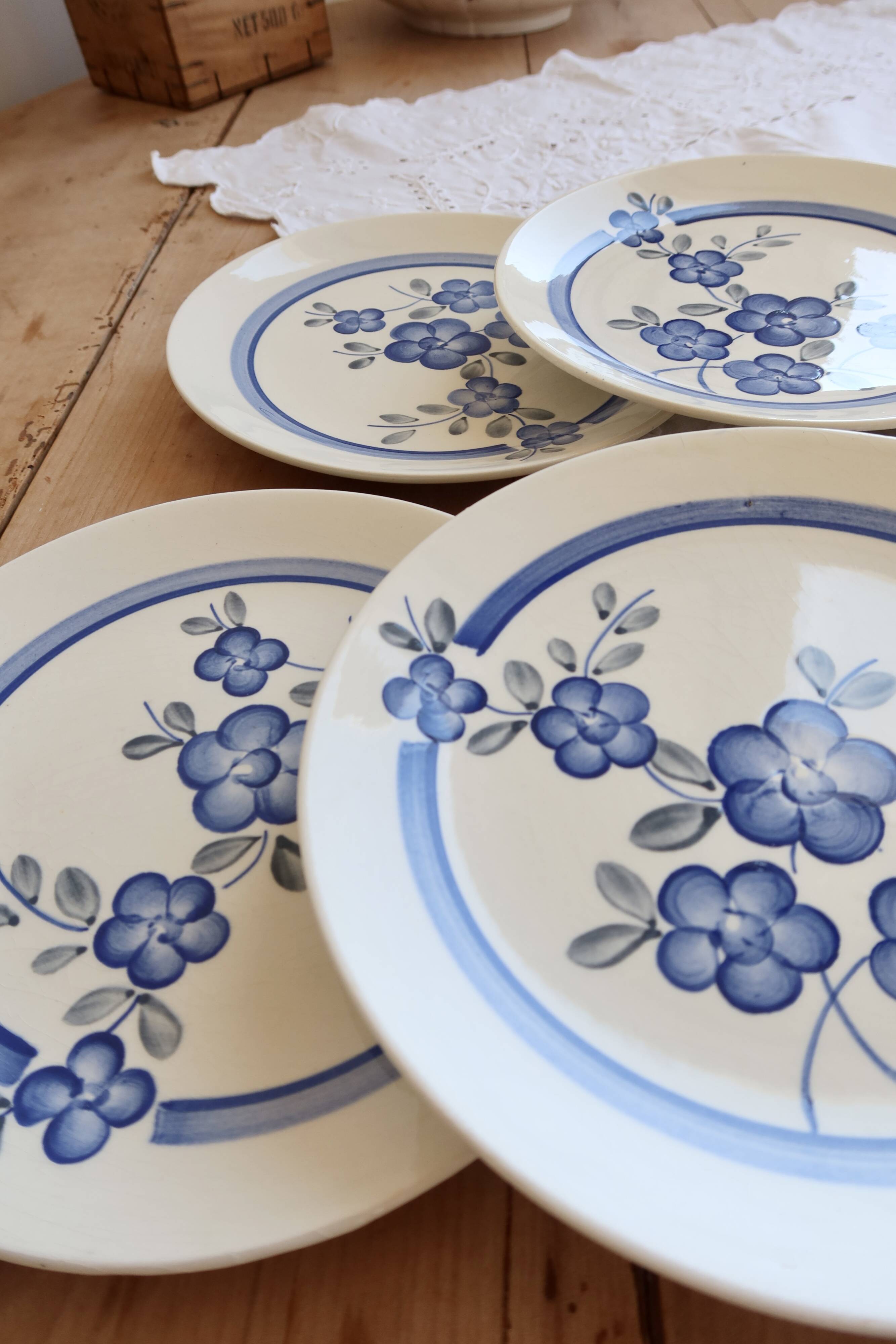 6 vintage dessert plates faience Gien model Nancay
