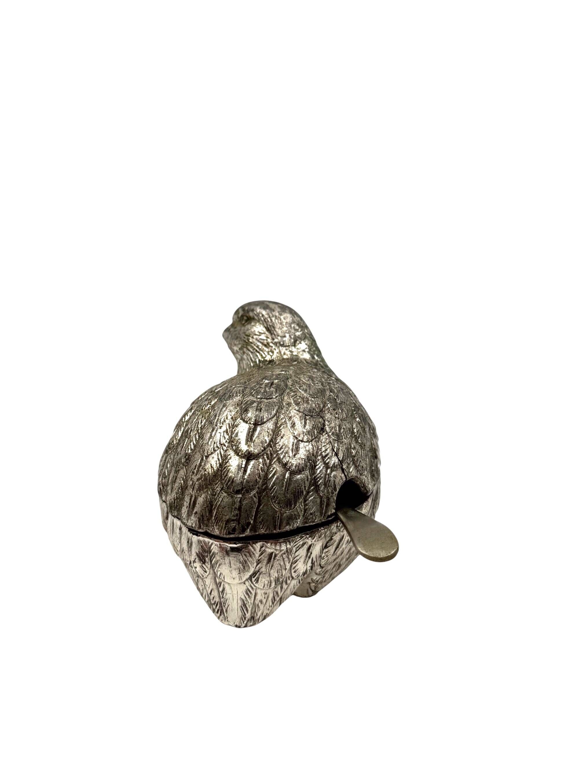 Hollywood regency silver-plate quails shaped salt and pepper, Gucci Italy,