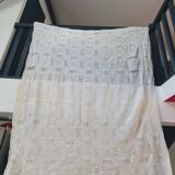 vintage crochet plaid blanket 208 193 ecru color