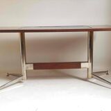 Vintage coffee table 1950s Mahogany and metal Top width 110 cm