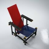 Red And Blue Arm Chair by Gerrit Rietveld for Cassina