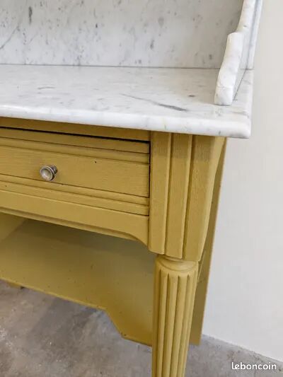 Antique wooden dressing table with painted finish and white marble – Farrow & Ball No. 66
