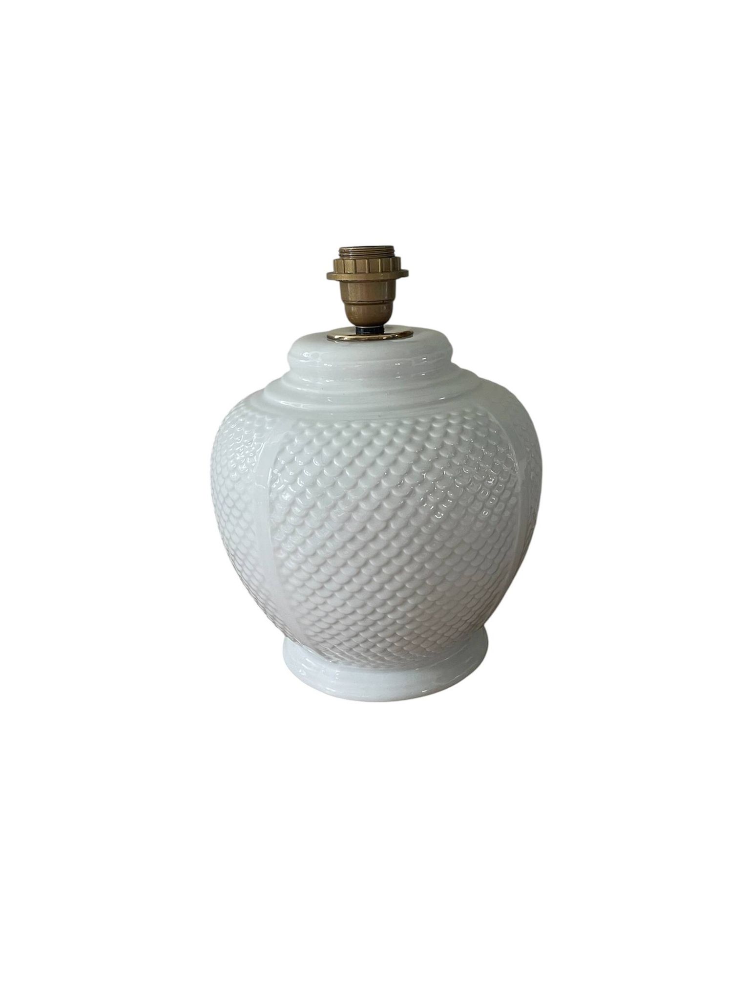 Pied de lampe vintage en céramique émaillée motifs écailles