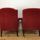 Paire de fauteuils crapaud Napoléon III en velours rouge