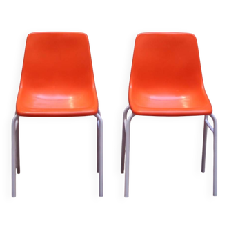 Lot de 2 chaises vintage orange – Design rétro
