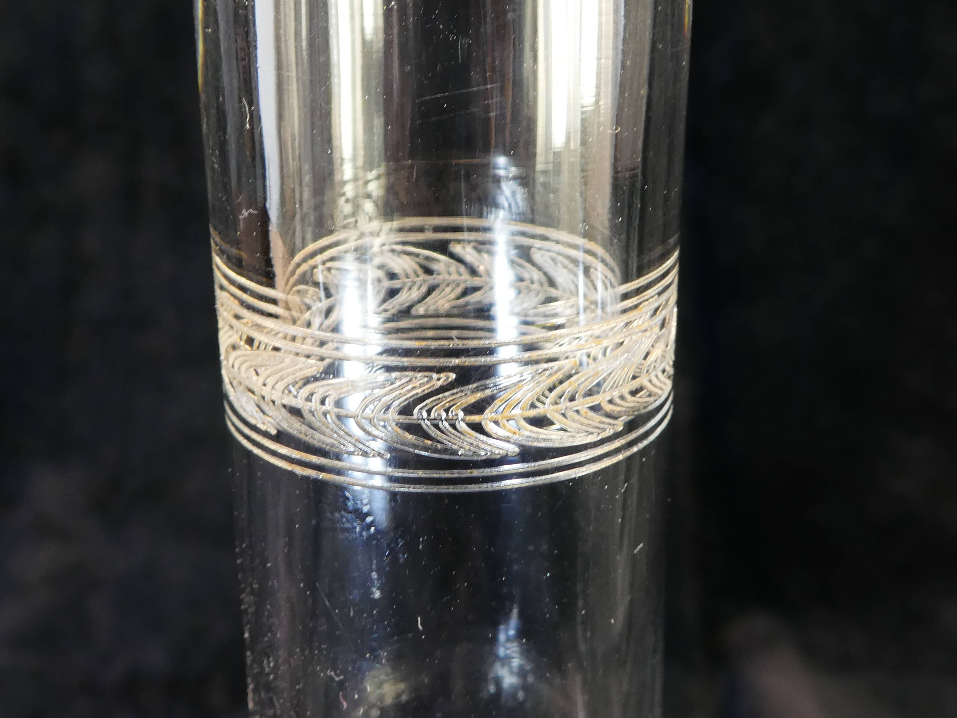 Blown and engraved glass decanter