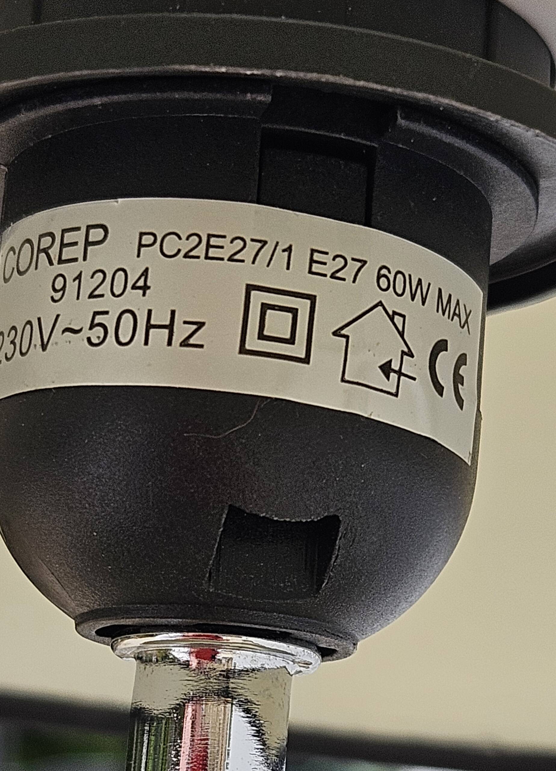 Large vintage silver and black ceramic lamp 120cm