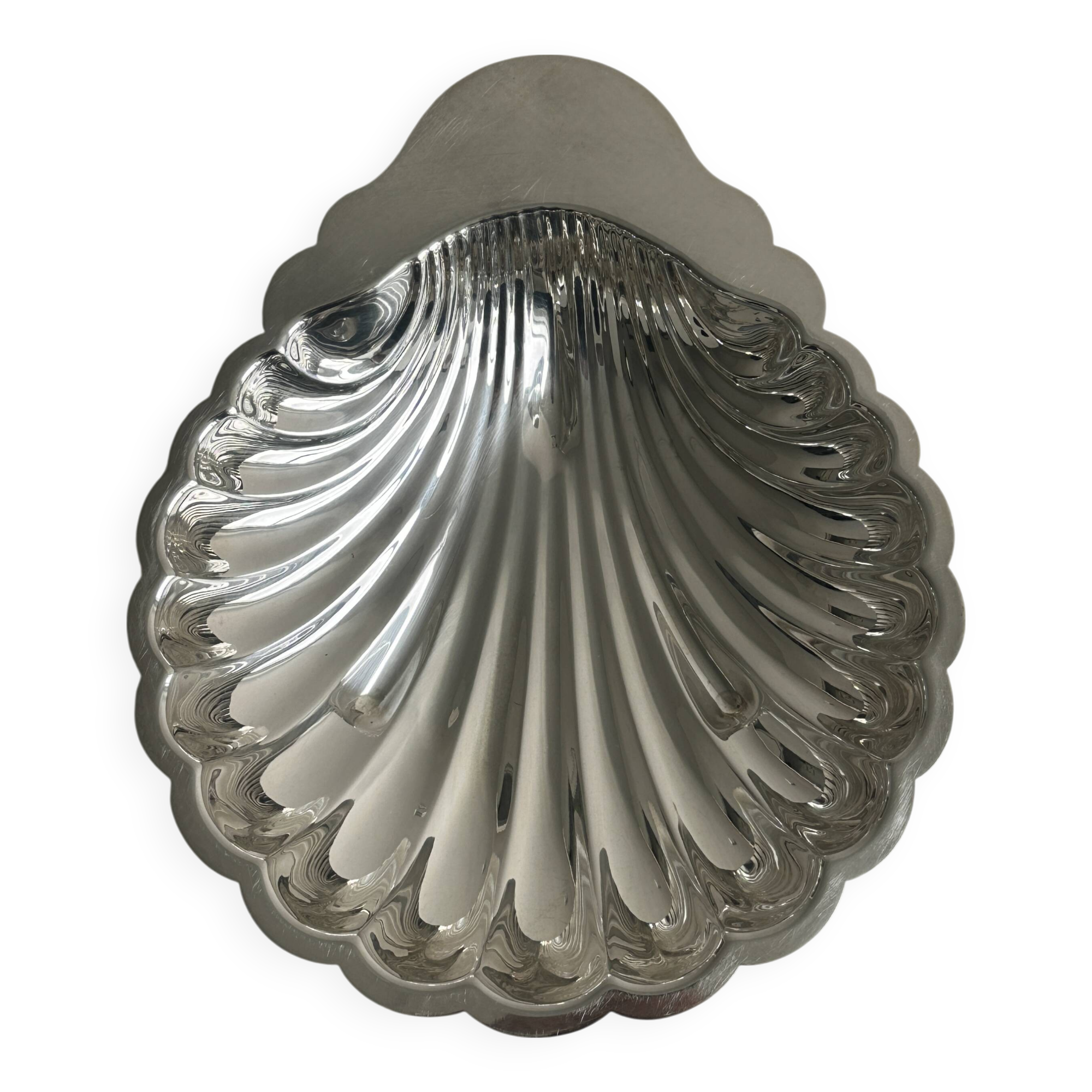 Grand plat coquillage en métal