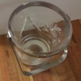 Crystal of Arques ice bucket with chrome metal handles, engraved star model