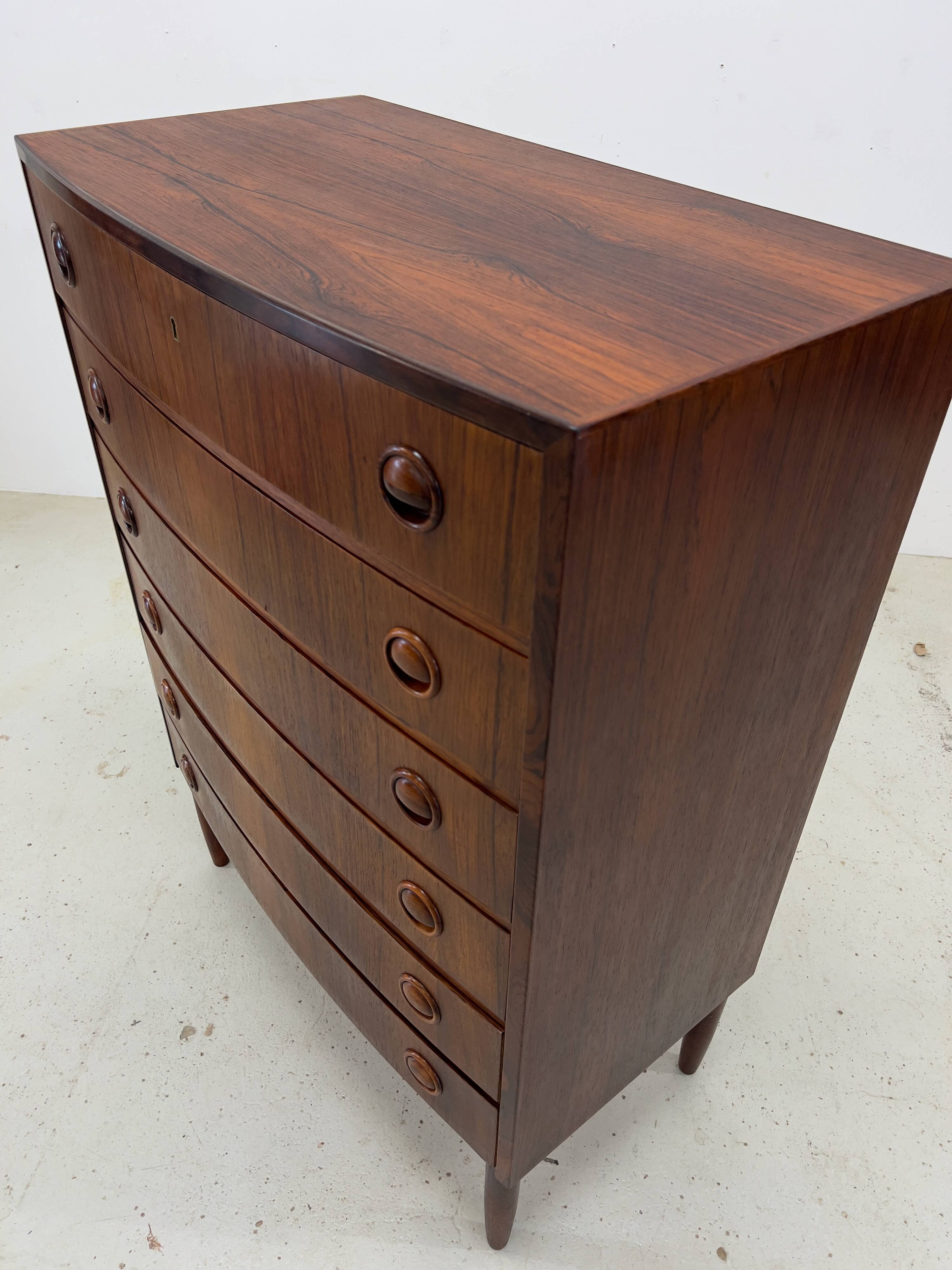 Rosewood Bowed Chest Of Drawers By Kai Kristiansen
