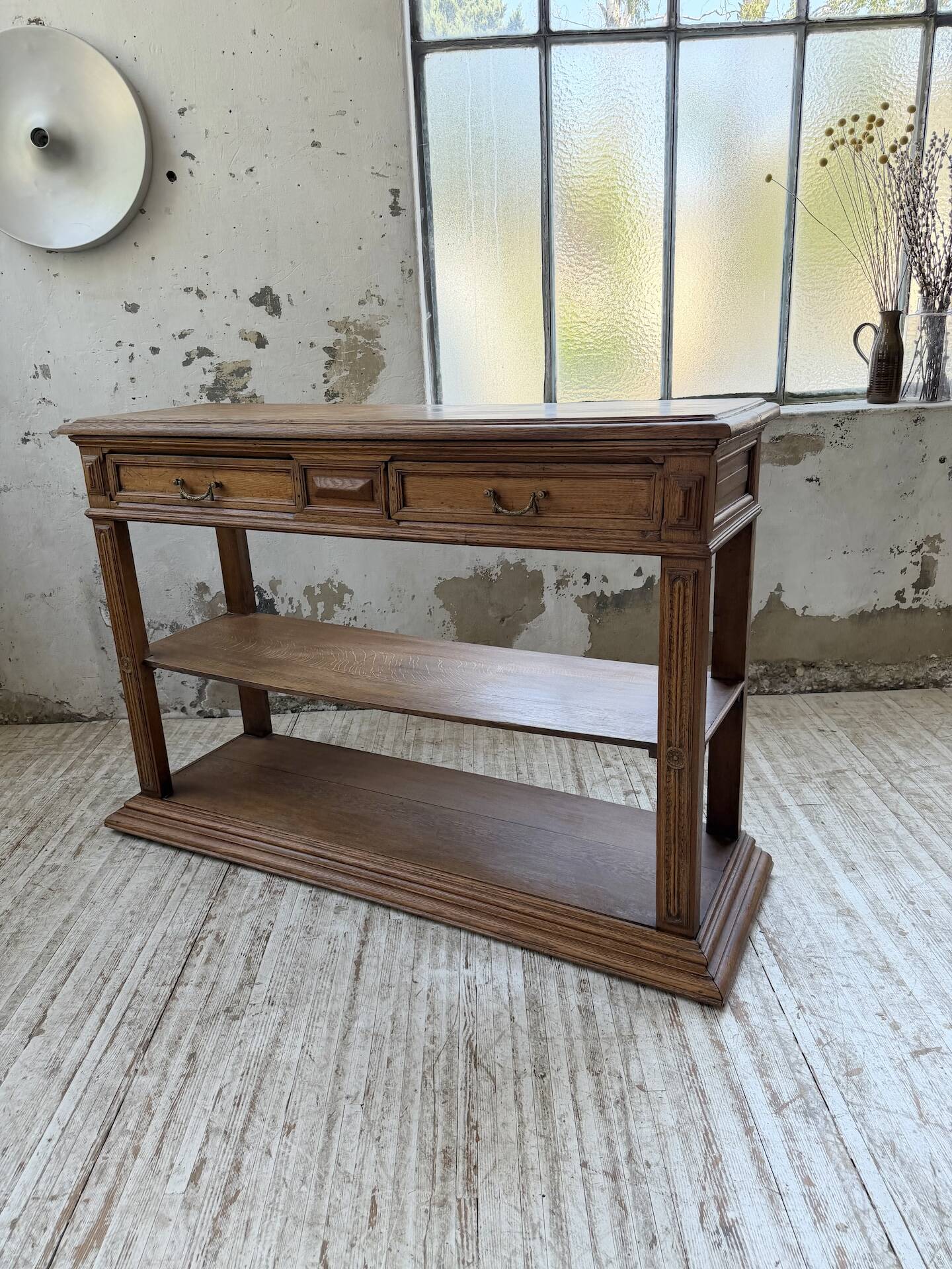 19th-century oak console table