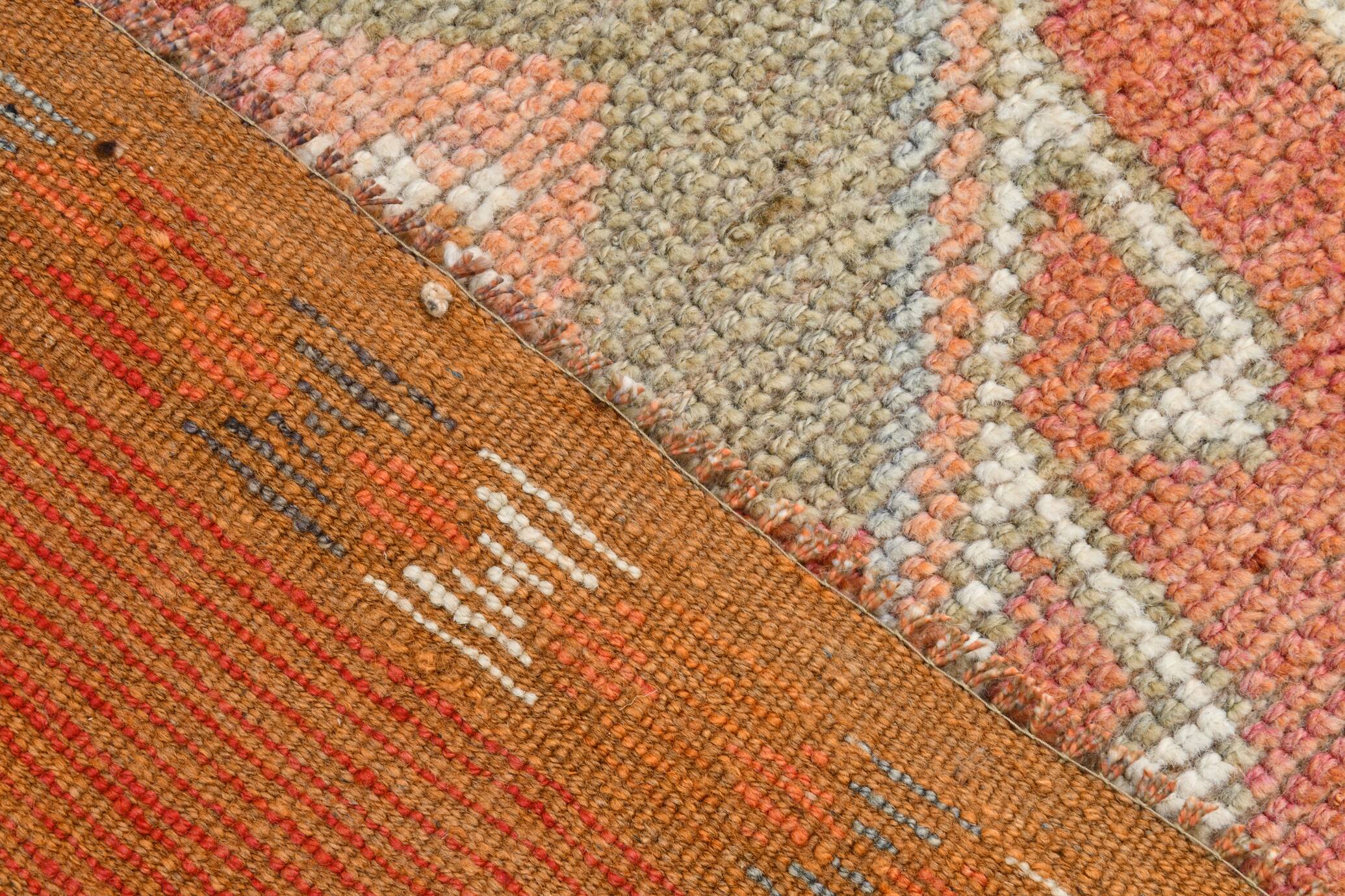 3x11 Reddish Coral Tones Vintage Runner Rug, Handwoven Runner Rug,91x346Cm