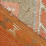 3x11 Reddish Coral Tones Vintage Runner Rug, Handwoven Runner Rug,91x346Cm